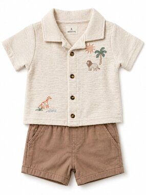 NWT Carter’s Baby Boy 2 Piece Summer Outfit Safari Shirt & Shorts Set Size 3 MO